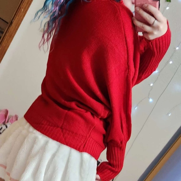 Cozy Vibrant Red Christmas Holiday Turtleneck Sweater Top - Picture 2 of 7